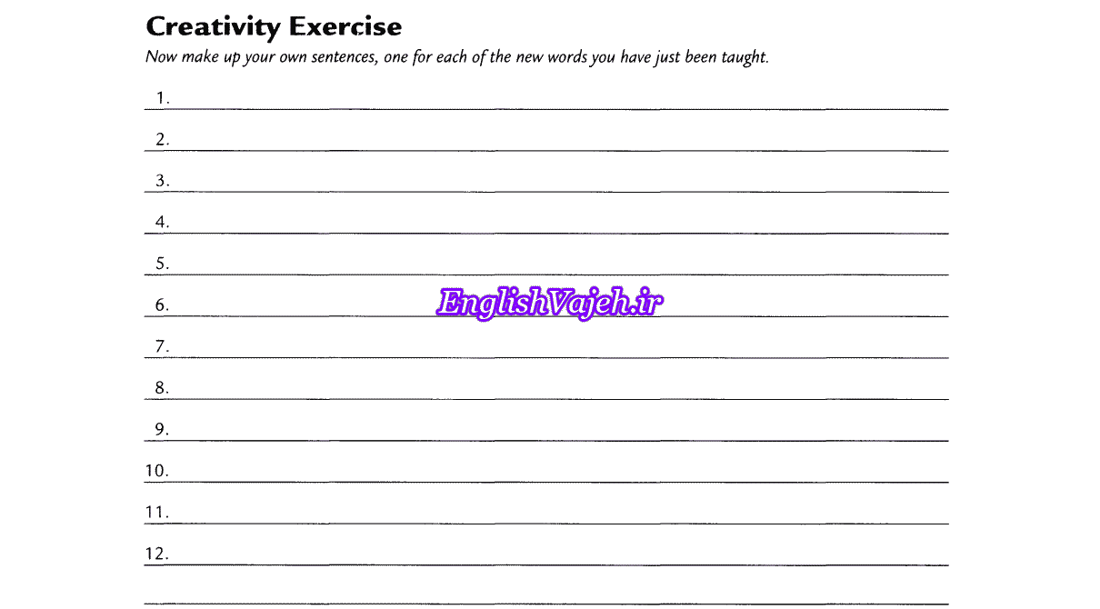 Creativity exercise - تمرین کتاب 504 واژه کاملاً ضروری